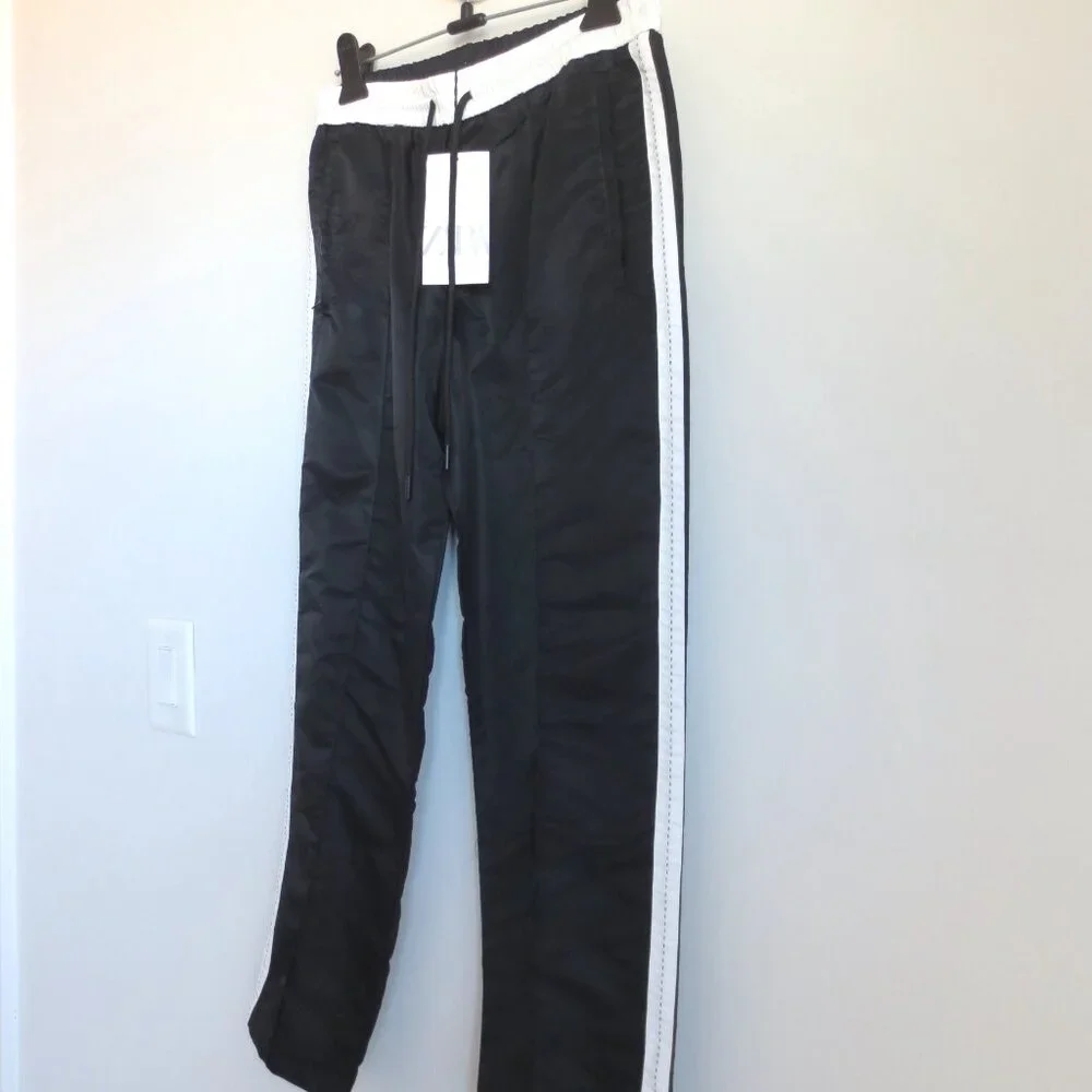 NWT ZARA SIDE STRIPE NYLON JOGGING PANTS BLACK 4319/419 - Picture 5 of 7